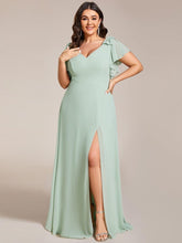 Plus Size Elegant Mint Green Flutter Sleeve Bridesmaid Dress